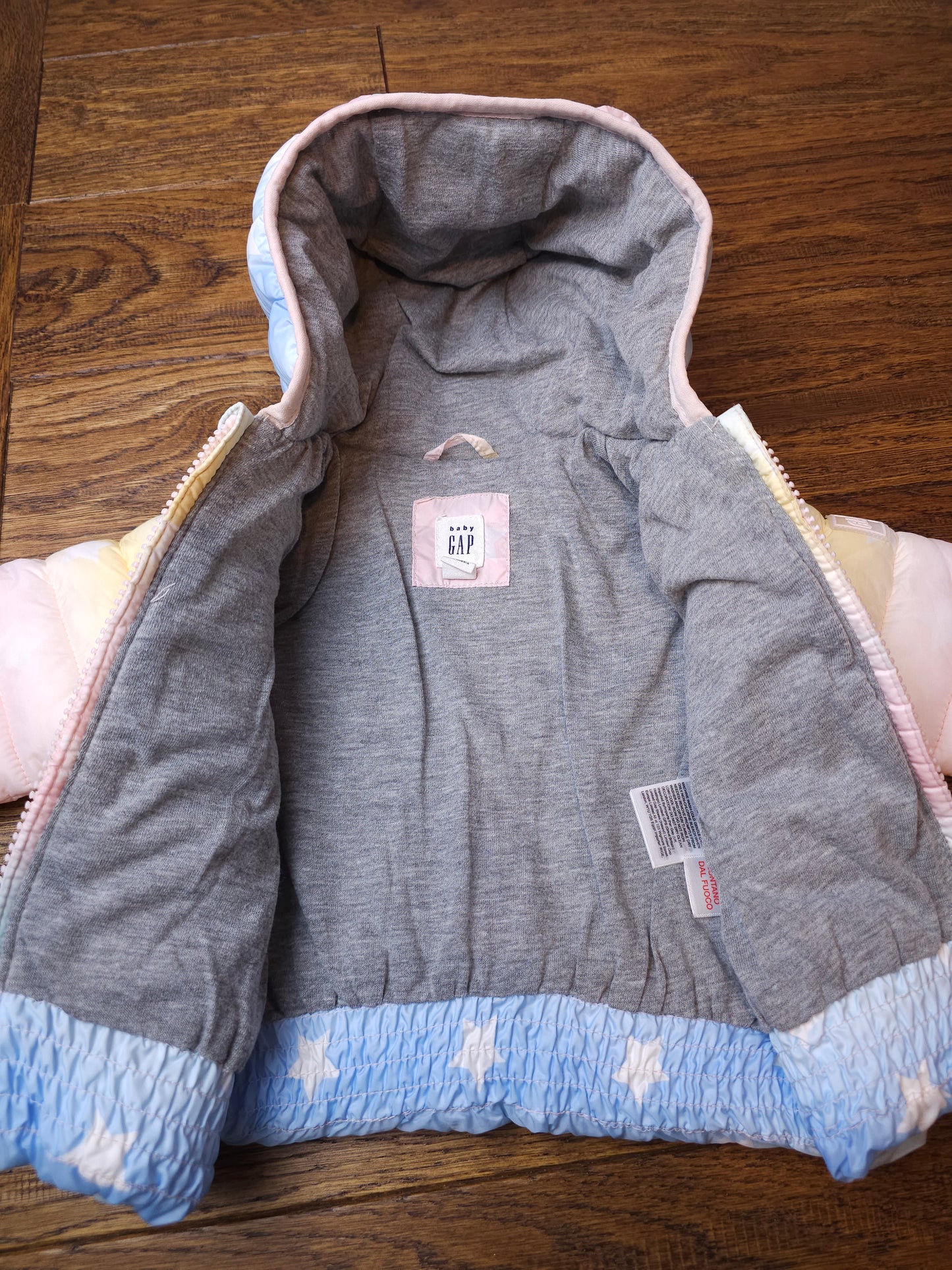 GAP Starry Rainbow Puffer Coat 0-6 Months