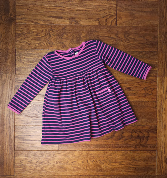 Jojo Maman 100% Cotton Striped Dress 2-3 Years