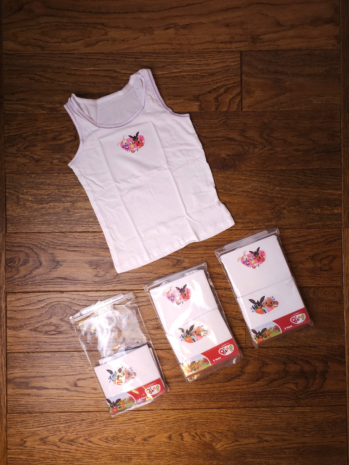 6x Official Girls Bing Vests 18-24 Months, 2-3 Years, 3-4 Years, 4-5 Years