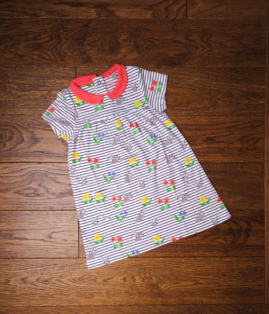 Boden Collared Rabbit Easter Dress 6-12 Months, 12-18 Months, 18-24 Months