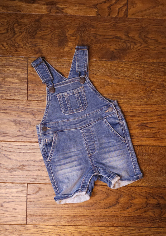 Next Unisex Cropped Dungarees 6-9 Months.