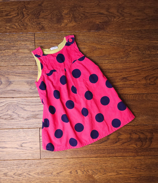 Mini Club Polkadot Cord Dress 6-9 Months.