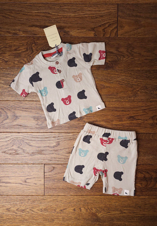 Turtledove London 100% Organic Cotton Bear Top and Shorts 0-6 Months