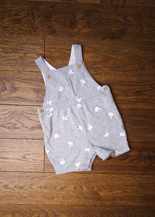 The White Company 100% Cotton Shortie Sheep Dungarees 9-12 Months