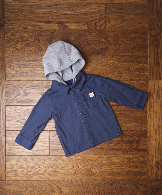 F&F Canvas Style Hooded Fox Shirt Jacket 12-18 Months