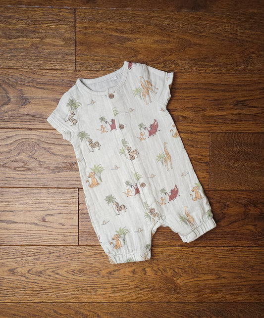 TU Disney Linen Lion King Romper 100% Cotton 0-3 Months