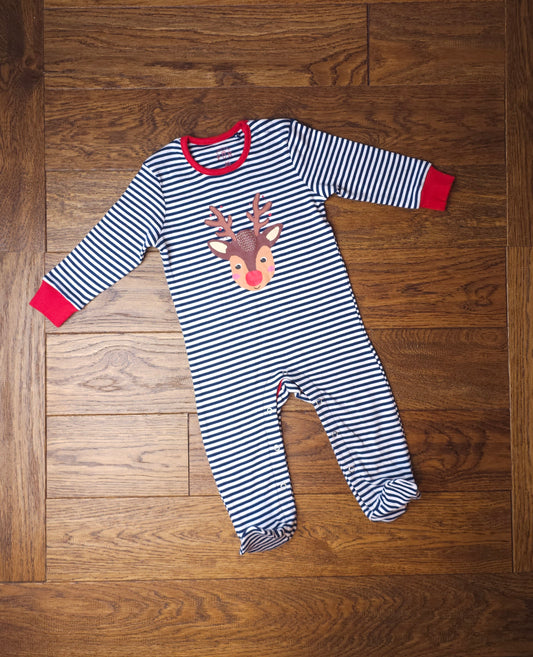 Festive Fun Rudolph Reindeer Christmas Sleepsuit Bodysuit 6-9 Months