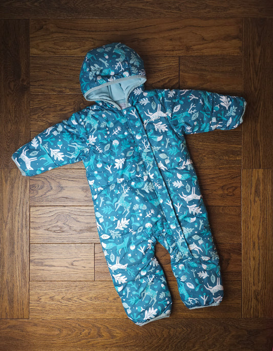 Columbia Down Filler Deer Fox Woodland Snowsuit Pramsuit 12-18 Months