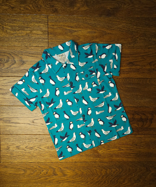 Frugi 100% Organic Cotton Bird Puffin Seagull Shirt 2-3 Years