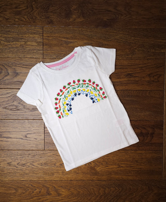 Boden Embroidered Fruit and Vegetables Rainbow Top 5-6 Years