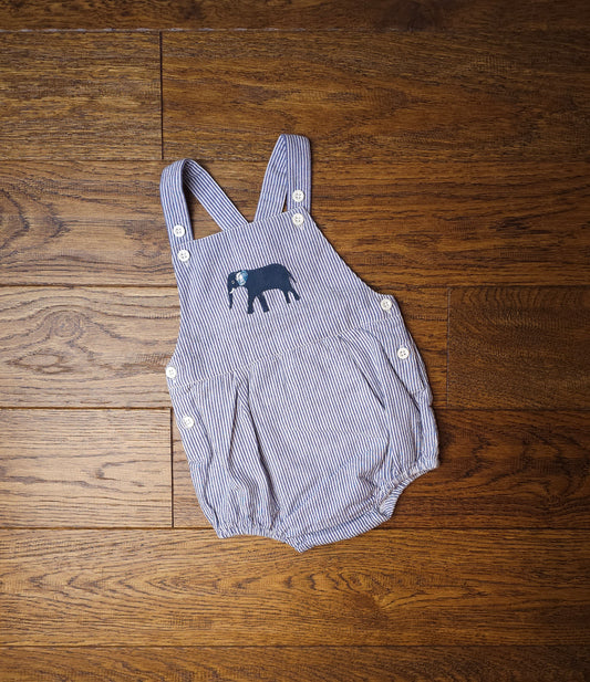 Boden Pinstripe Elephant Romper 0-3 Months