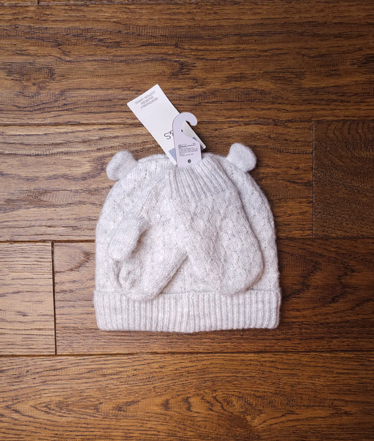 Marks and Spencer Cotton Lined Hat and Mittens Set 1-3 Years