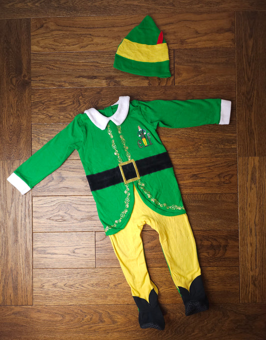 George Buddy The Elf Christmas Outfit Costume Sleepsuit Bodysuit 18-24 Months