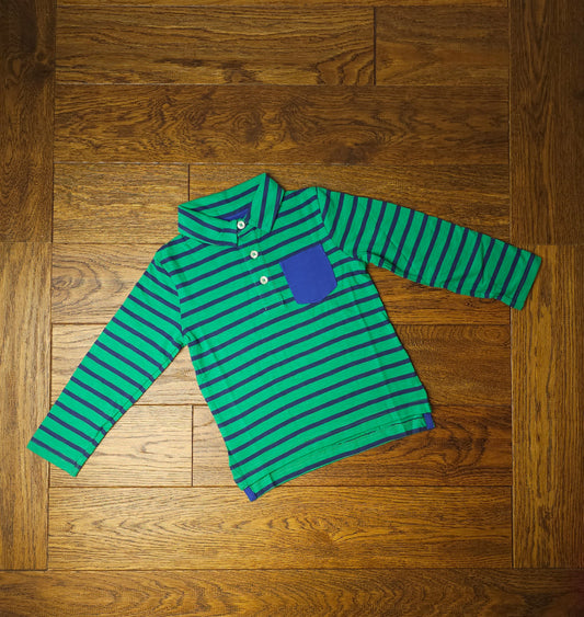 Boden Stripe Pocket Long Sleeve Polo Shirt Top 3-4 Years, 5-6 Years, 6-7 Years, 7-8 Years