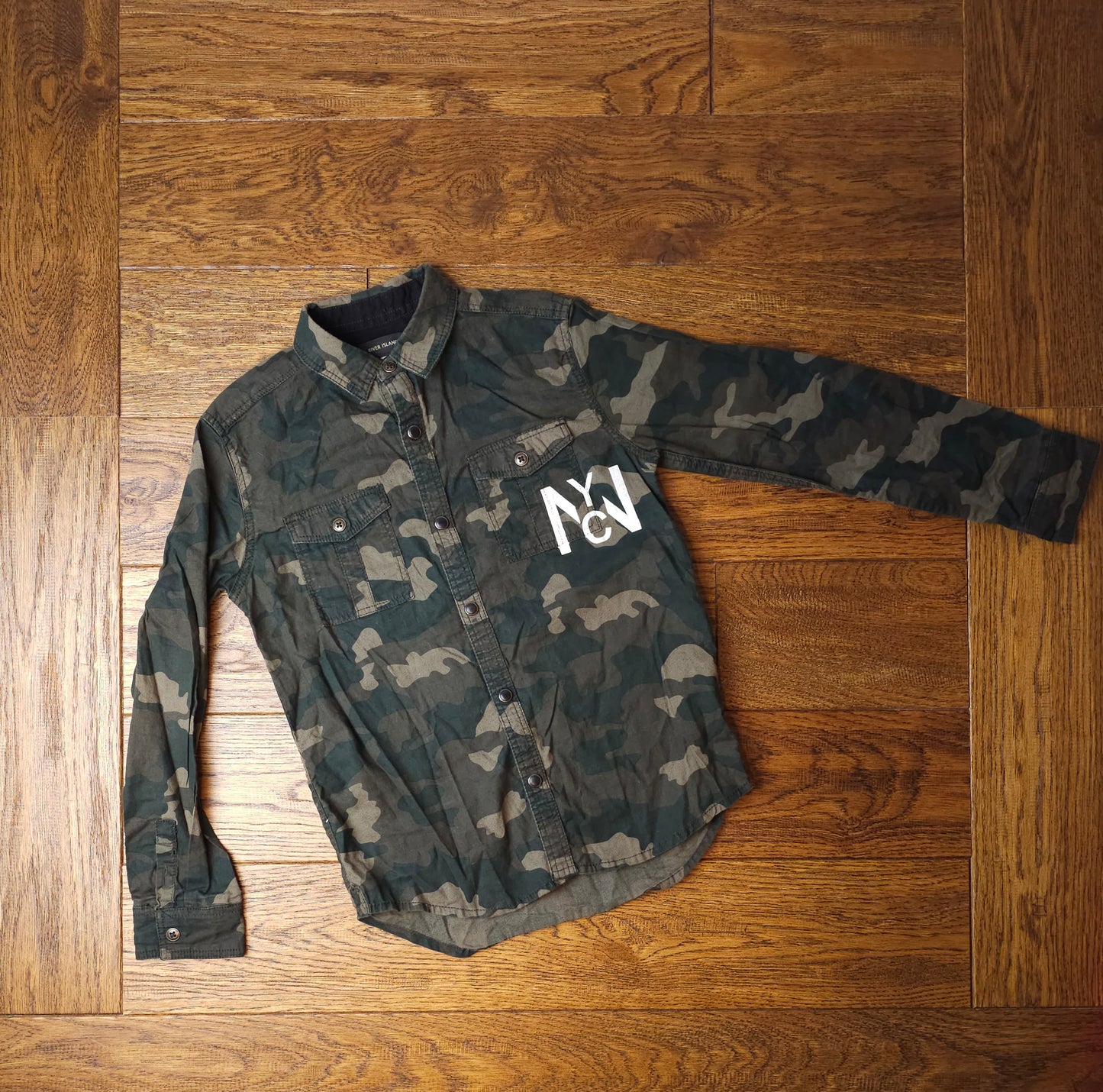 River Island Exculsive Society Camo Shirt With Back Detail 8 Years