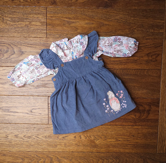 Marks and Spencer Peter Rabbit Cord Dress with Peter Pan Collar Top 3-6 Months