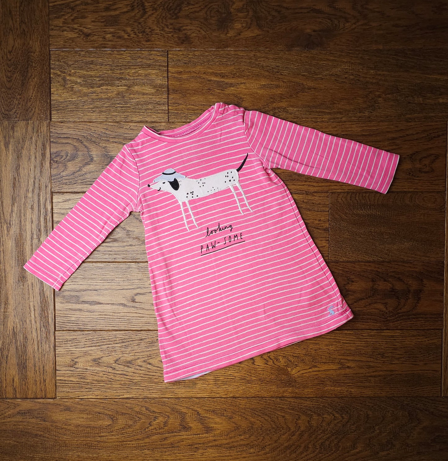 Joules Looking Paw-Some Striped Dog Dress 18-24 Months