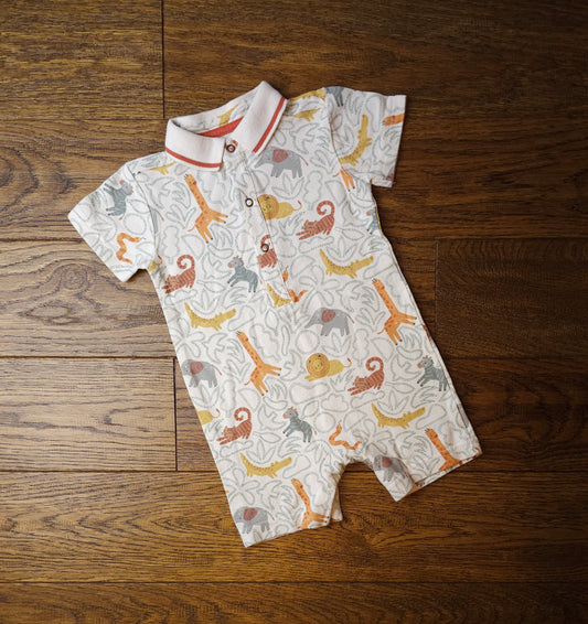 Nutmeg Polo Shirt Style Safari Romper 9-12 Months