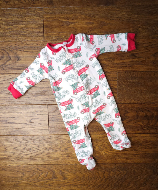 René Rofé Zipped Christmas Tree Car Sleepsuit 6-9 Months