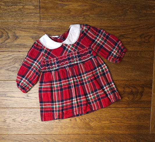 F&F Collared Tartan Christmas Dress 6-9 Months