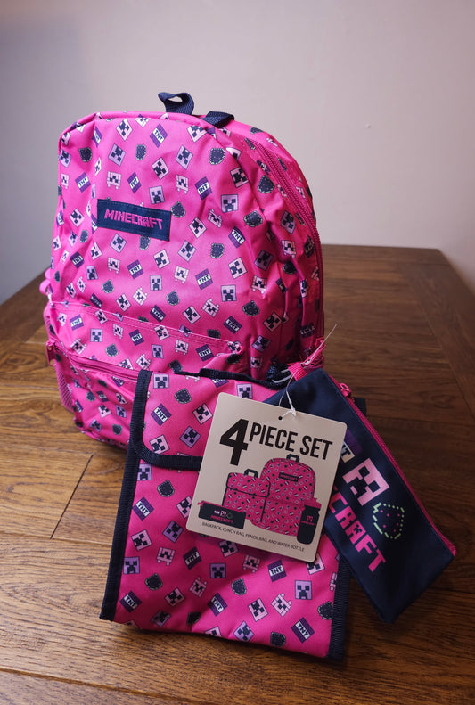 Official Minecraft Backpack Bag, Insulated Lunch Bag, Pencil Case and Water Bottle Set