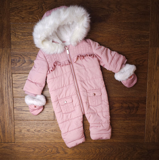 River Island Pramsuit Snowsuit With Detachable Mittens 3-6 Months