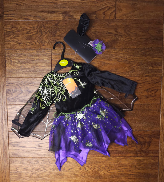 TU Spider Fairy Batwing Halloween Costume With Spider Headband 9-12 Months