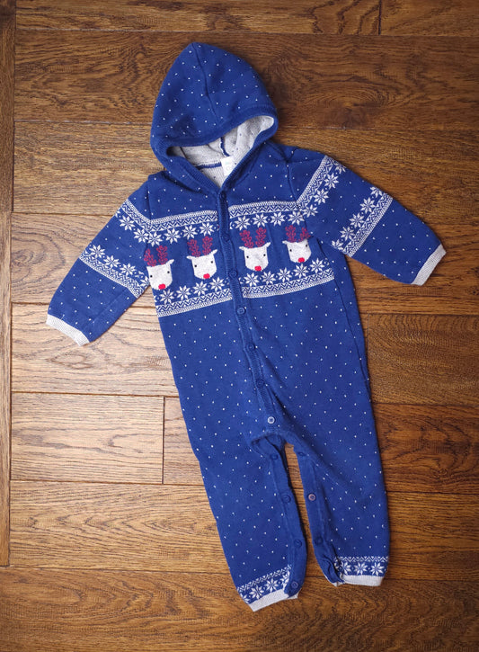 Mini Club Rudolph Reindeer Christmas Pramsuit All In One 9-12 Months R.