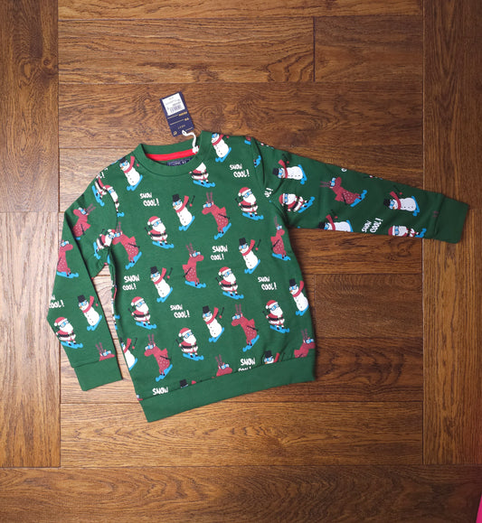 Next Snow Cool Santa Skiing Christmas Jumper 3 Years, 4 Years, 5 Years, 6 Years, 7 Years, 8 Years