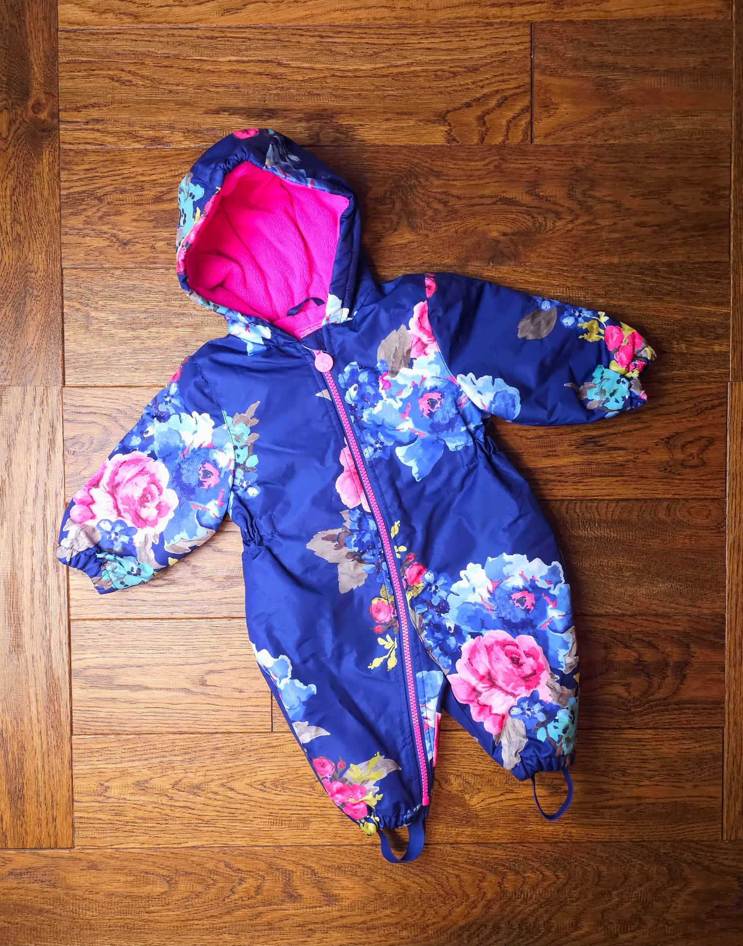 Joules Floral Fleece Lined Pramsuit Snowsuit 3-6 Months