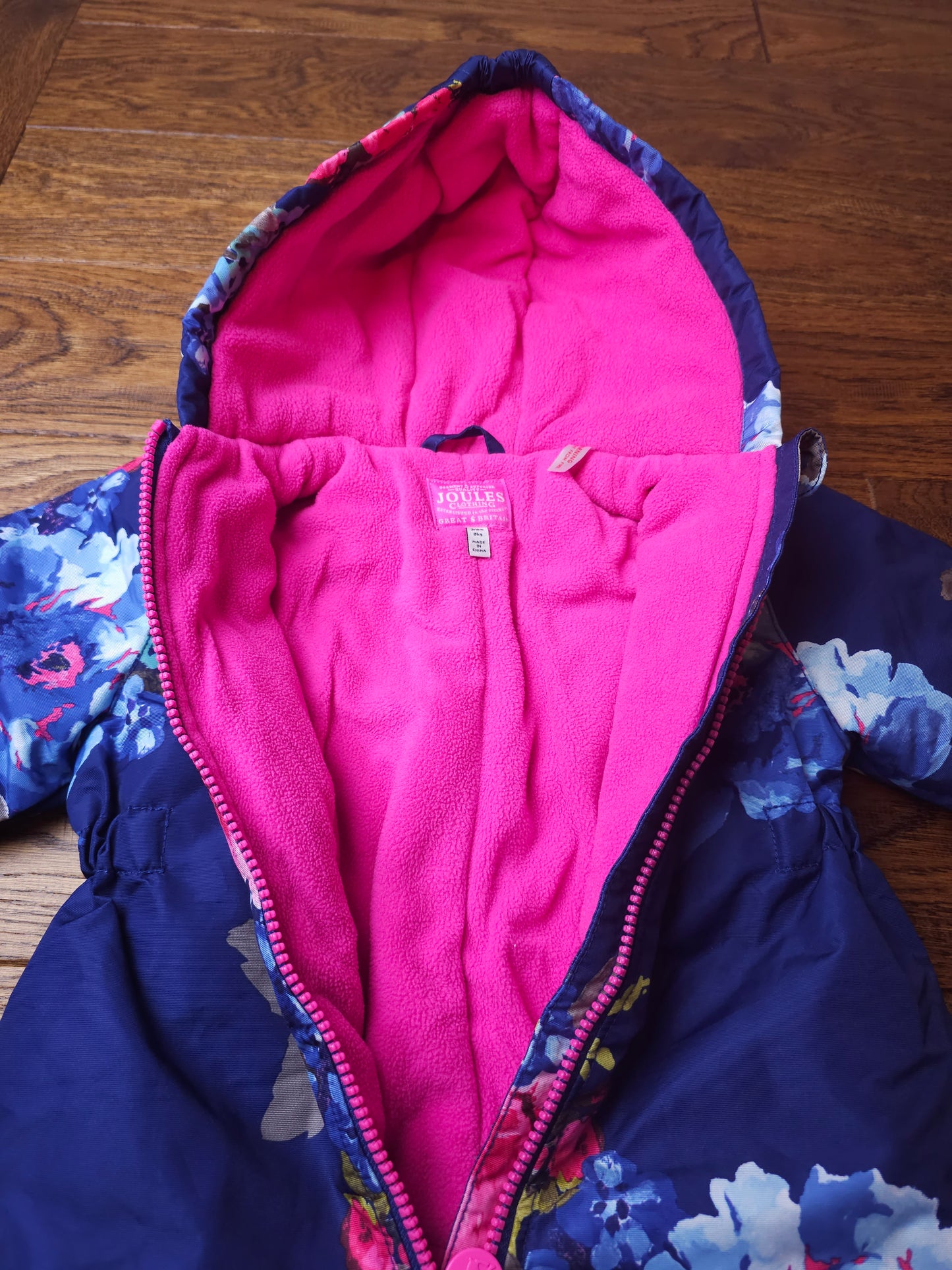 Joules Floral Fleece Lined Pramsuit Snowsuit 3-6 Months