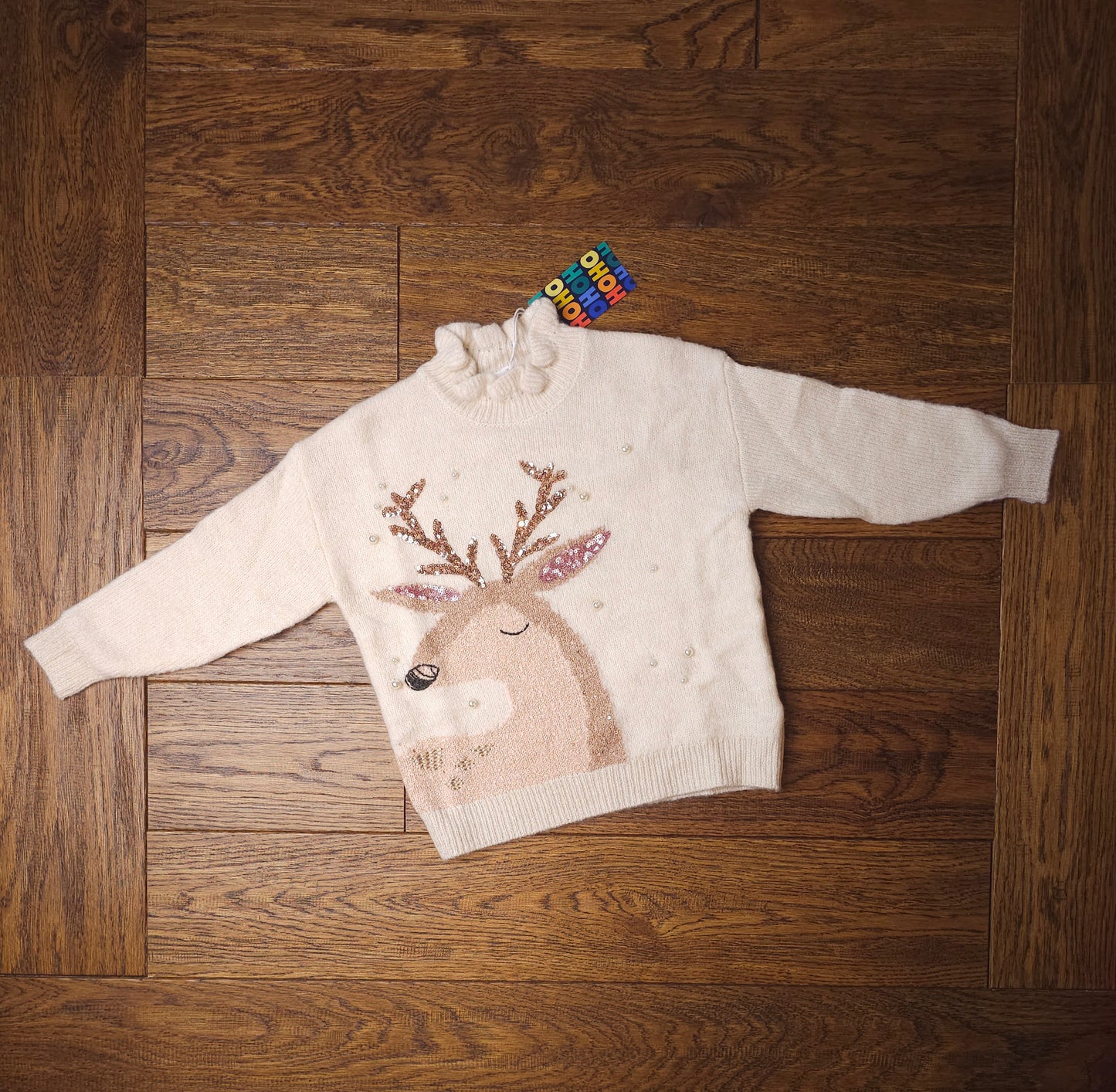 Next Sequin Pearl Detail Reindeer Christmas Jumper 3 Years, 4 Years, 5 Years, 6 Years