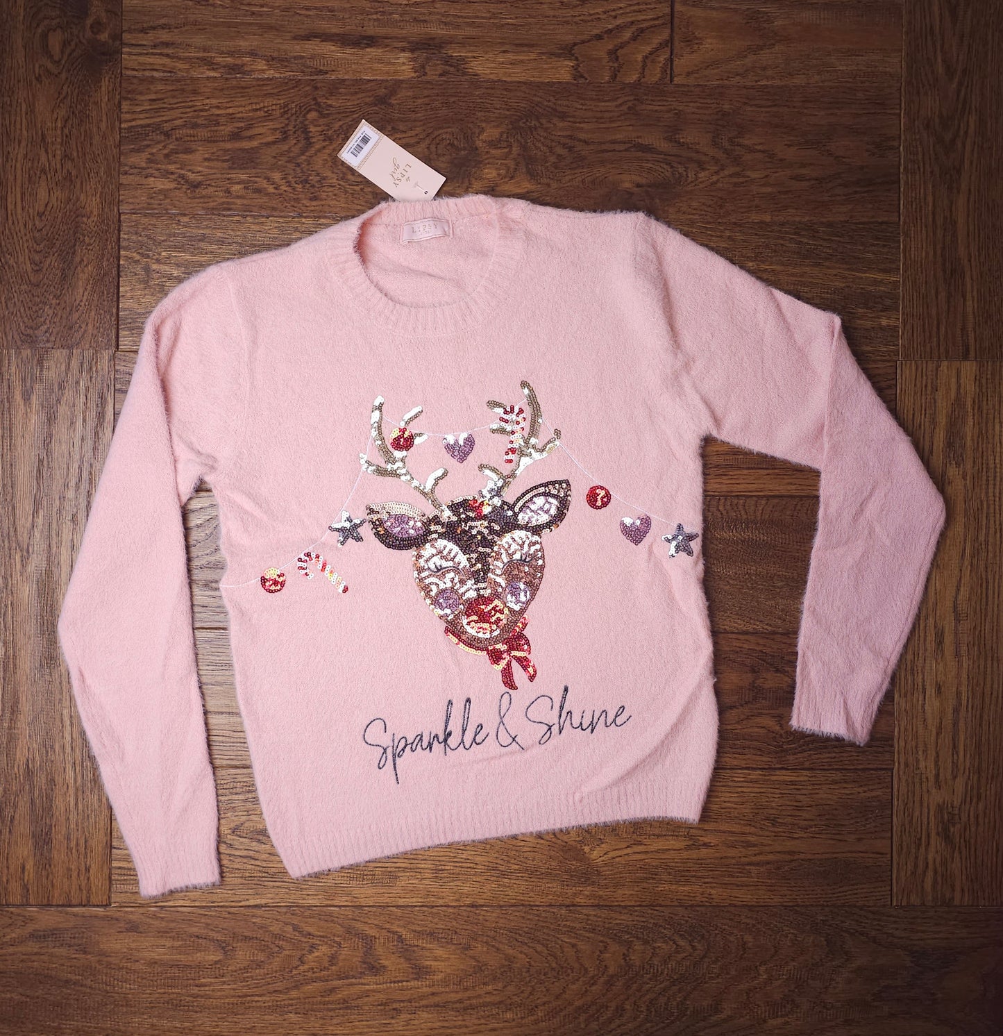 Lipsy Super Soft Sequin Detail Rudolph Reindeer Christmas Jumper 13-14 Years