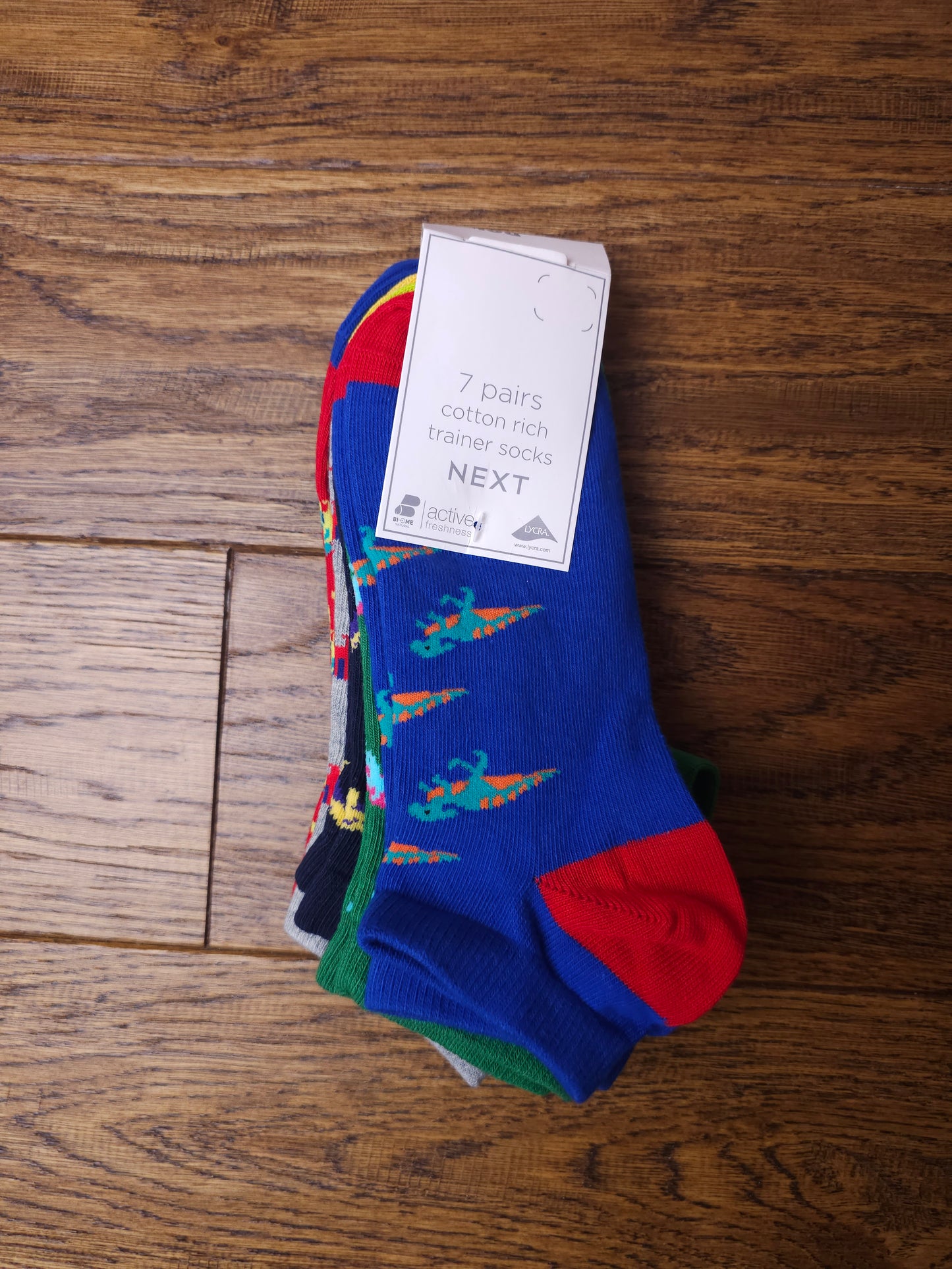 Next 7x Dinosaur Trainer Socks UK 4-6.5 Junior