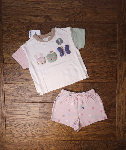 Next 3D Apple Rabbit Butterfly Top And Shorts Outfit Set 12-18 Months.
