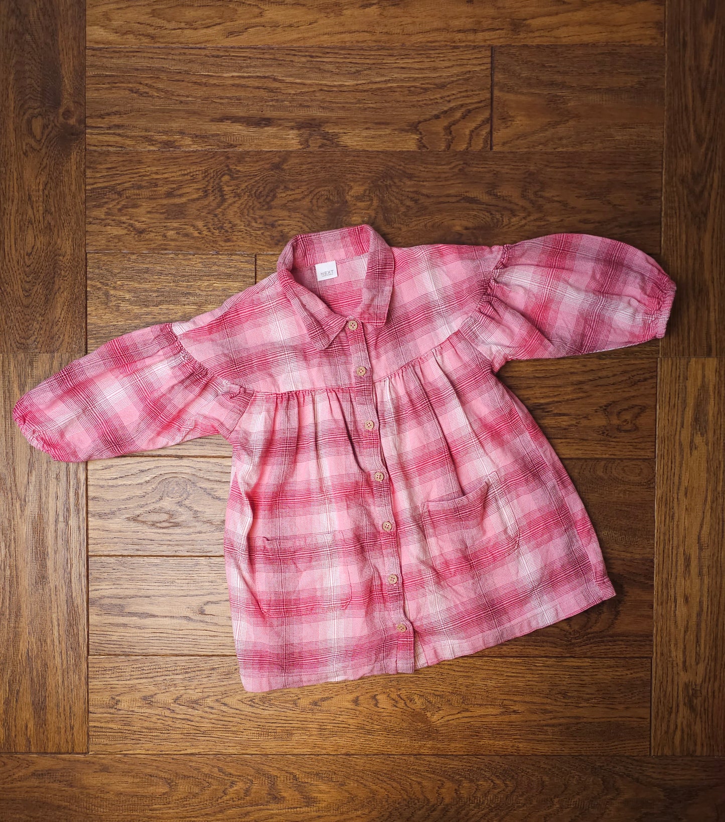 Next 100% Cotton Plaid Collared Dress 2-3 Years
