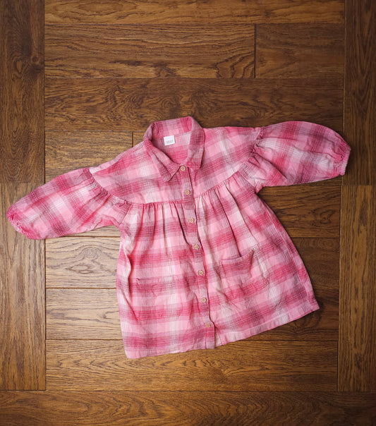Next 100% Cotton Plaid Collared Dress 2-3 Years