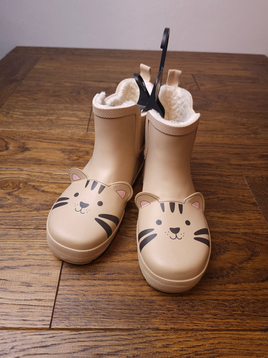 Marks and Spencer Lined Tiger Rain Boots Chelsea Welly Boot Shoes UK 1 Child, UK 2 Child