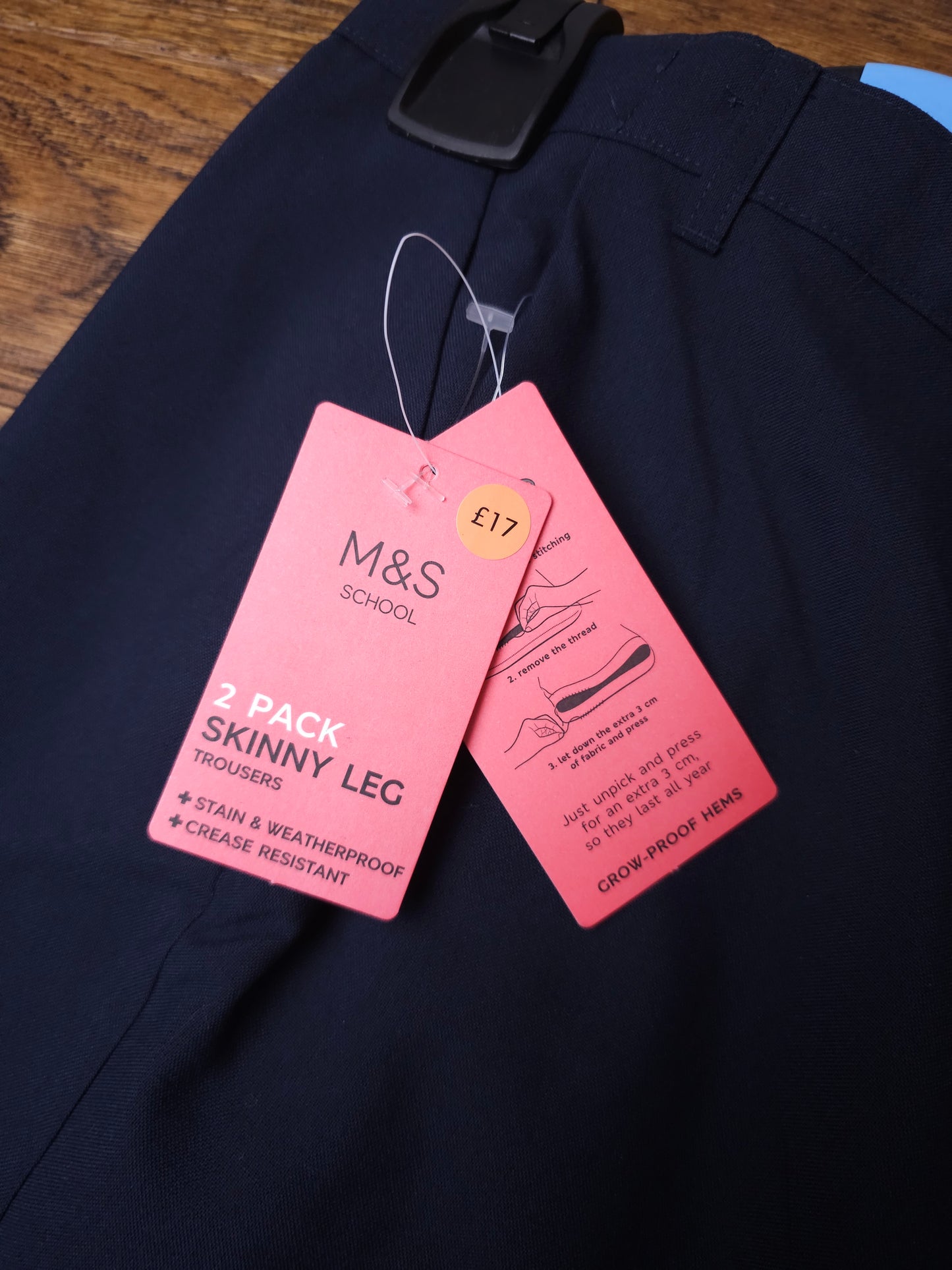 Marks and Spencer 2x Navy Girls Skinny Leg School Trousers 14-15 Years