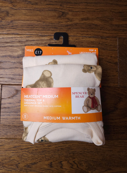 Marks and Spencer Bear Heatgen Thermal Top And Leggings Set 7-8 Years, 8-9 Years