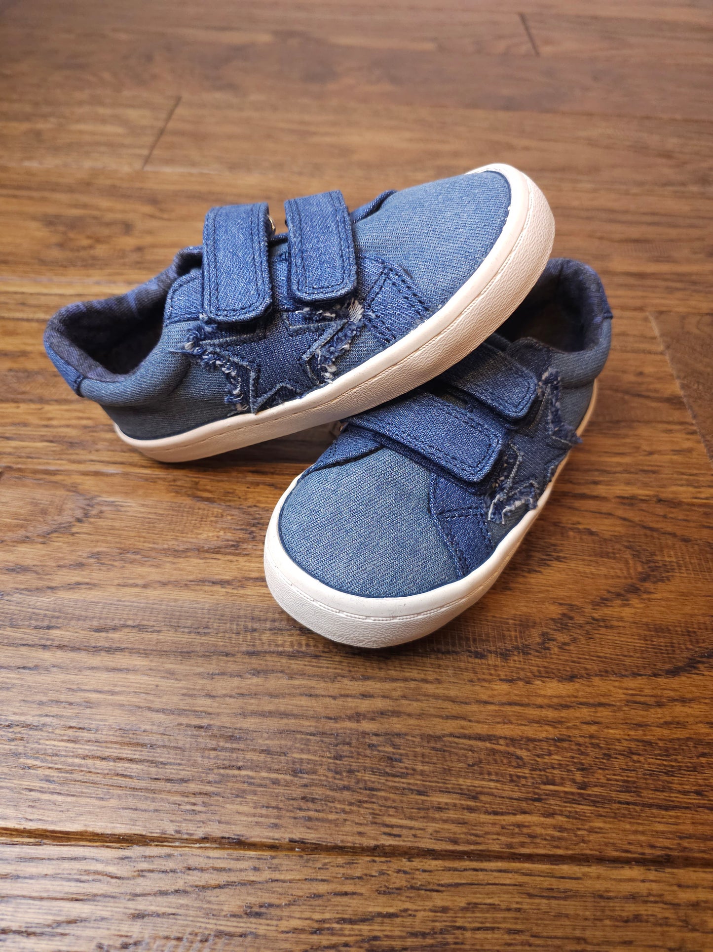 Next Denim Star Velcro Trainers Shoes UK 7 Infant.