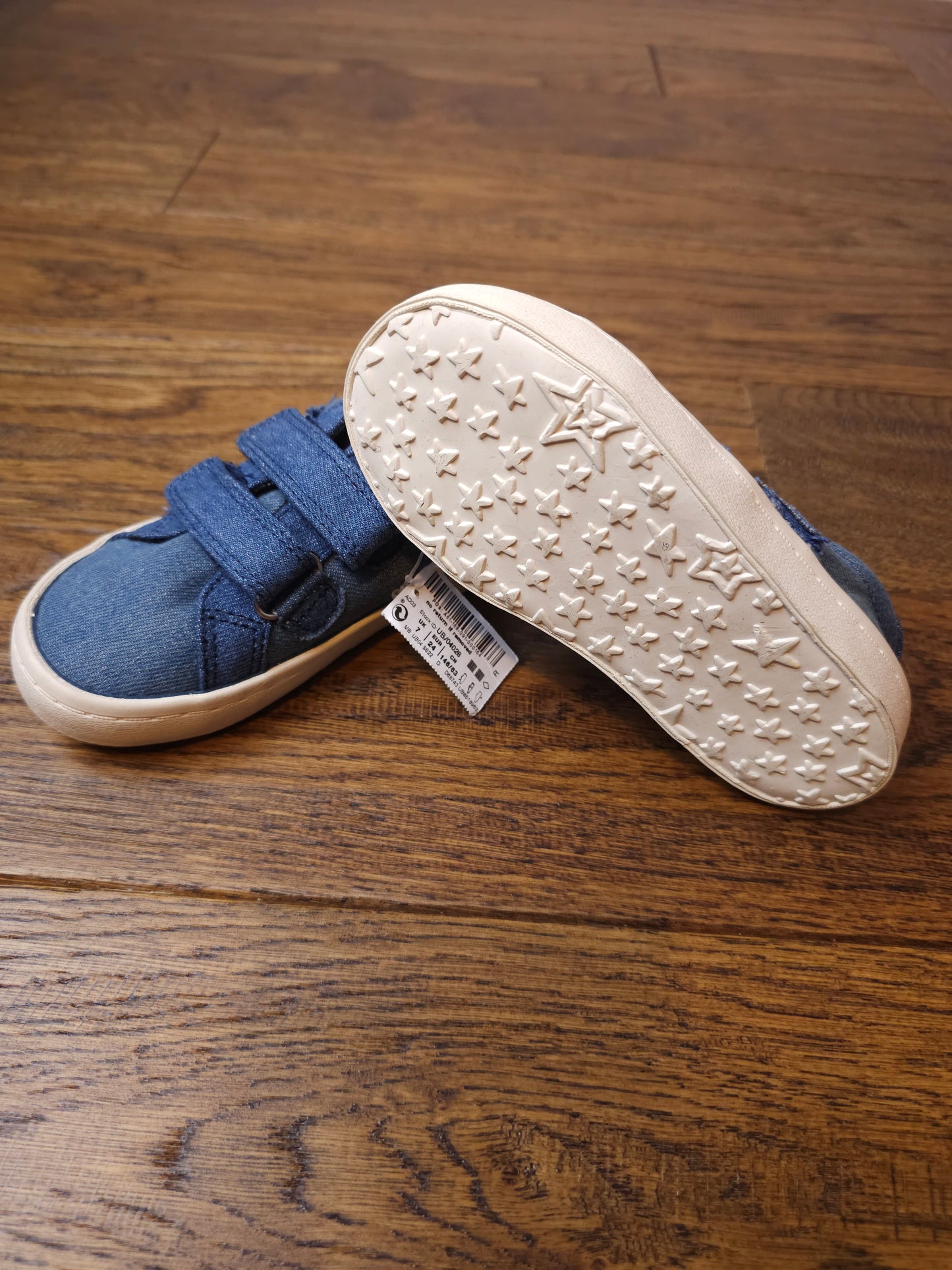 Next Denim Star Velcro Trainers Shoes UK 7 Infant.