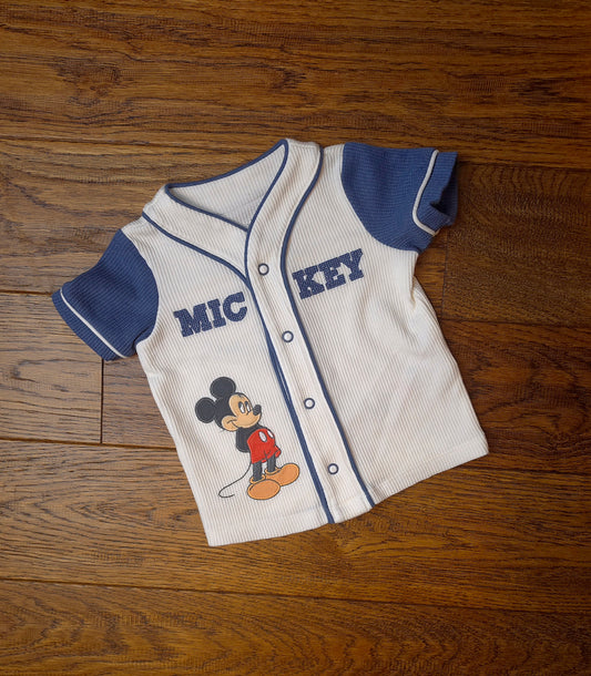 Tesco Embroidered Disney Mickey Mouse Baseball Style Top 0-3 Months.