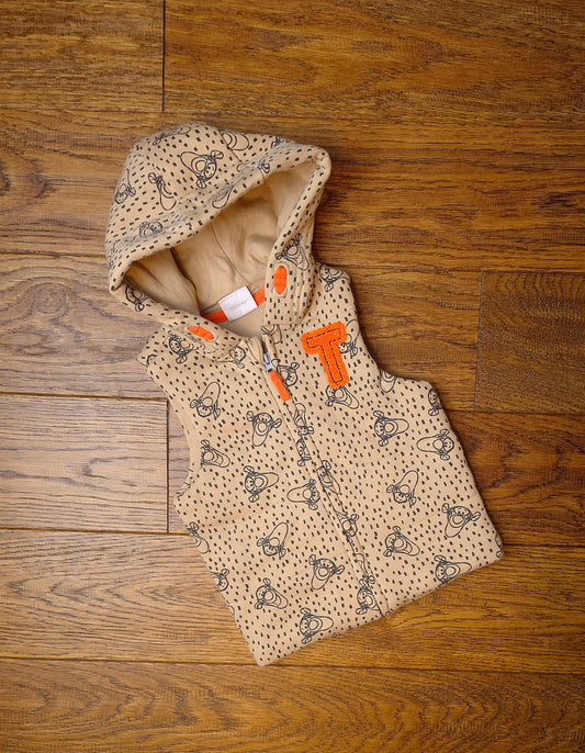 Tesco Disney Winnie The Pooh Hooded Quilted Tigger Bodywarmer Gilet 0-3 Months.