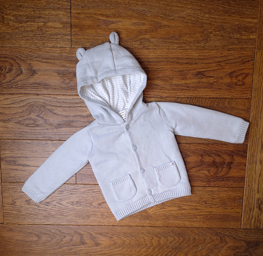 John Lewis Lined Hooded Cardigan Jacket 6-9 Months.