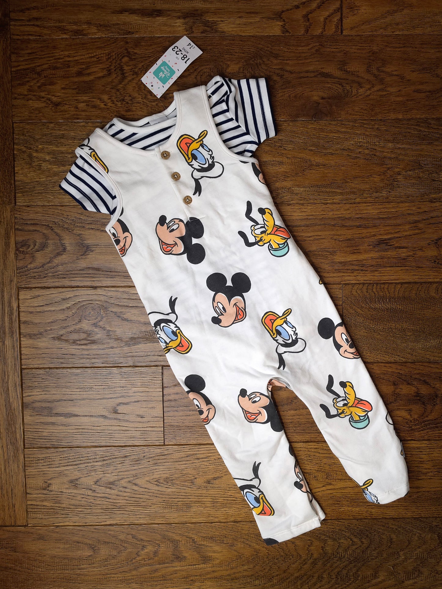 Matalan Disney Mickey Mouse Donald Duck Romper Outfit Set 18-24 Months.