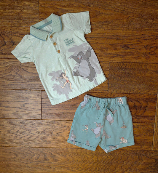George Disney The Jungle Book T-Shirt and Shorts Outfit Set 6-9 Months.