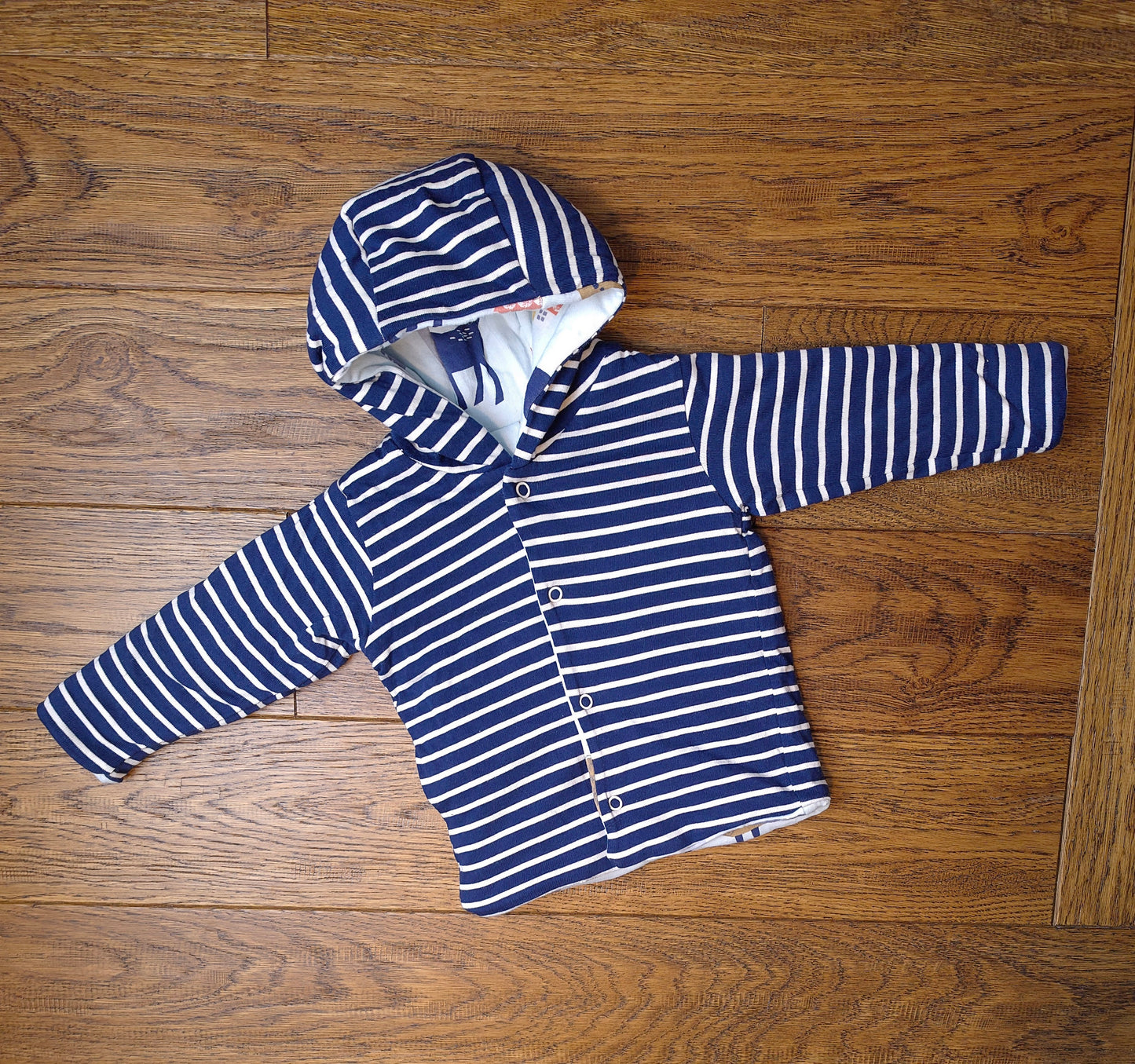 Marks and Spencer Animal Stripes Quilted Reversible Hooded Jacket 3-6 Months.