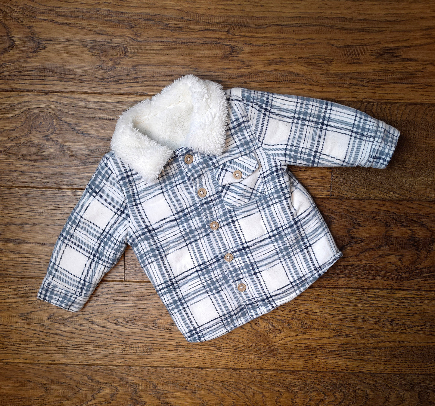 TU Plaid Lined Shirt Jacket 0-3 Months.