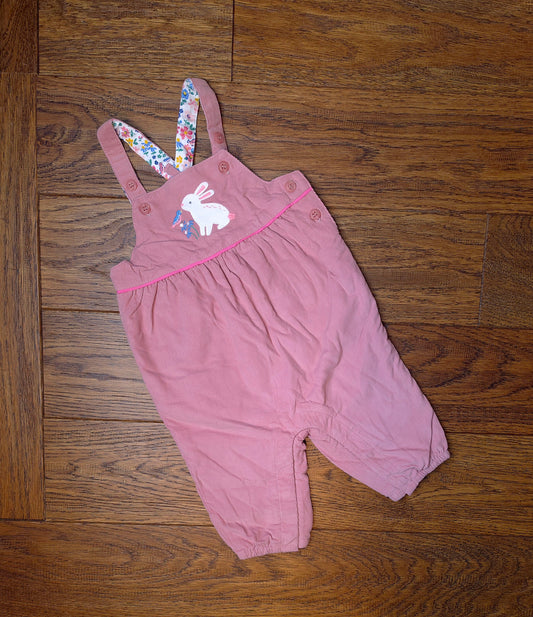 John Lewis Embroidered Cord Rabbit Dungarees 3-6 Months.